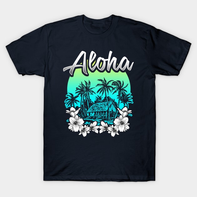 Aloha Hawaiian Tropical Vacation Lei Flowers Graphic T-Shirt by SomedayDesignsCo